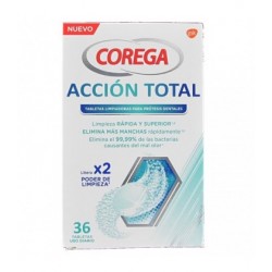 Tabletas Corega Acción Total Limpieza Diaria para prótesis 36 tabletas